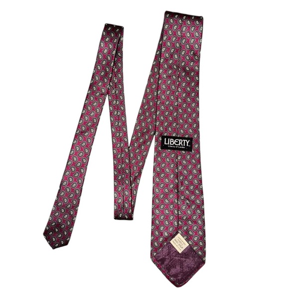 VTG Liberty of London x2 Silk USA Burgundy & Blue Striped Paisley Designer Ties - Picture 6 of 7
